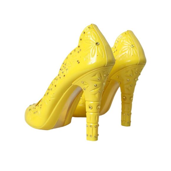 Dolce & Gabbana Floral Pumps Yellow Patent Leather Heels Women Yellow - Picture 4 of 6